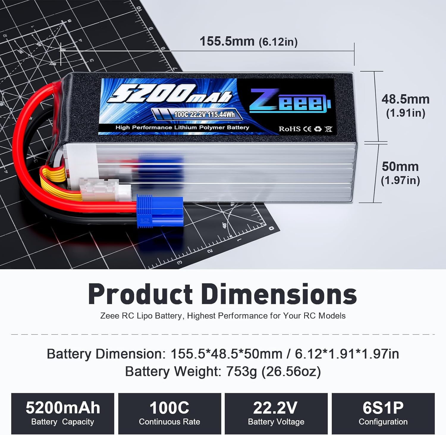 Zeee 6S 5200mAh bateria Lipo 2 – 6S Lipo Battery 22.2V 5000Mah recenzja i cena